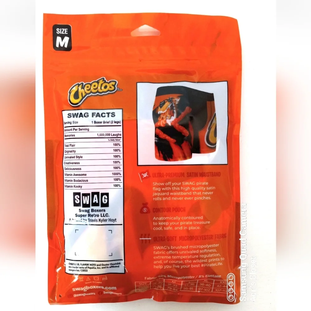 Mens SWAG Boxer Brief XXTRA Flamin Hot Cheetos Crunchy Size Medium